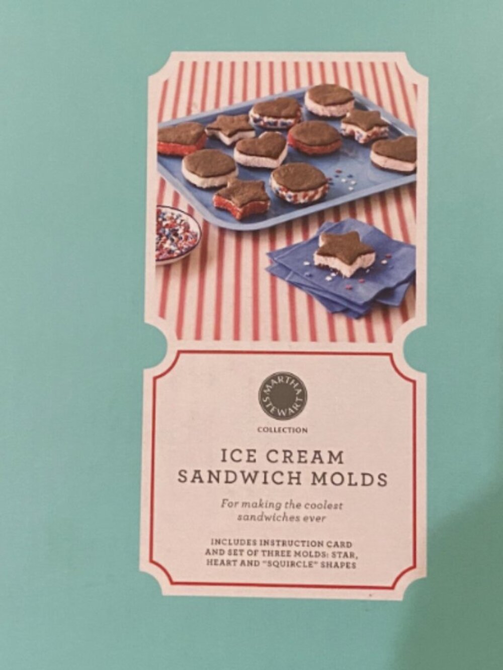 Brand New in box Martha Stewart Ice Cream Sandwich molds Kit / star heart circle
